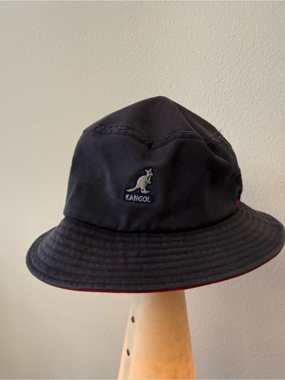 Kangol Dark Navy Bucket Hat with Subtle Red Trim   unisex